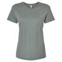 Bella + Canvas Women’s Relaxed Fit Heather CVC Tee, Heather Blue Storm, Front view