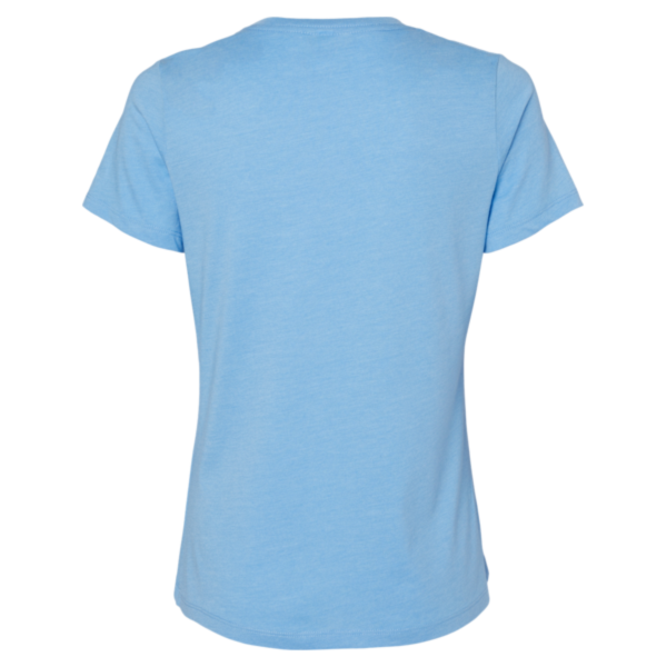 Bella + Canvas Women’s Relaxed Fit Heather CVC Tee, Heather Carolina Blue, Back view