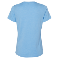 Bella + Canvas Women’s Relaxed Fit Heather CVC Tee, Heather Carolina Blue, Back view