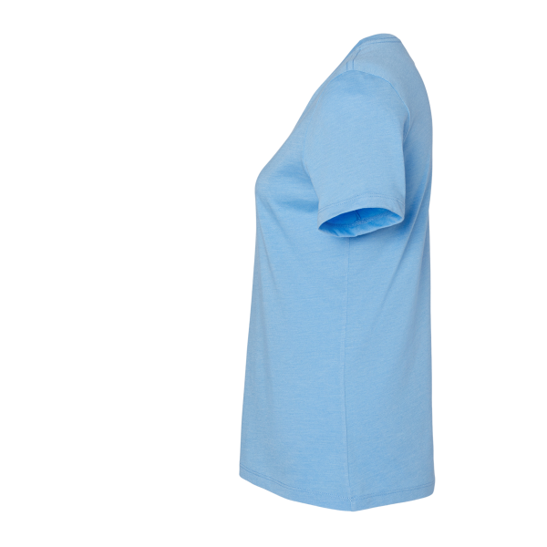 Bella + Canvas Women’s Relaxed Fit Heather CVC Tee, Heather Carolina Blue, Left Sleeve view