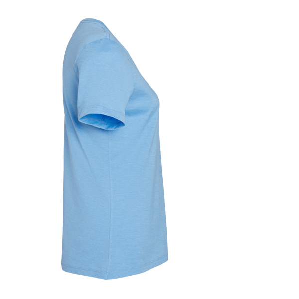 Bella + Canvas Women’s Relaxed Fit Heather CVC Tee, Heather Carolina Blue, Right Sleeve view
