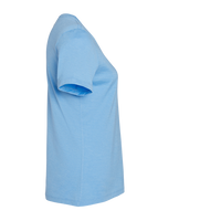 Bella + Canvas Women’s Relaxed Fit Heather CVC Tee, Heather Carolina Blue, Right Sleeve view
