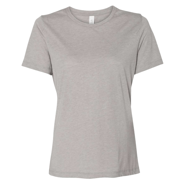 Bella + Canvas Women’s Relaxed Fit Triblend Tee, Athletic Grey Triblend, Front view