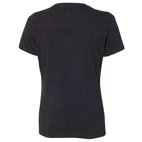 Bella + Canvas Women’s Relaxed Fit Triblend Tee, Charcoal Black Triblend, Back view