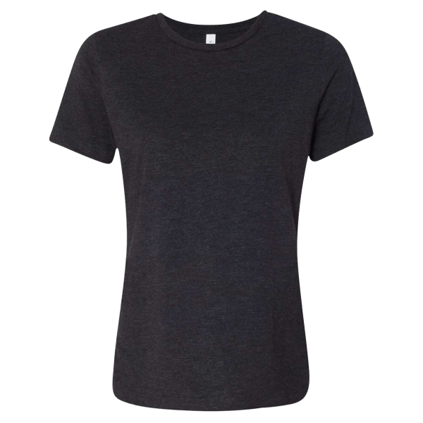 Bella + Canvas Women’s Relaxed Fit Triblend Tee, Charcoal Black Triblend, Front view