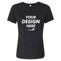 Bella + Canvas Women’s Relaxed Fit Triblend Tee, Charcoal Black Triblend, Front view, Mockup
