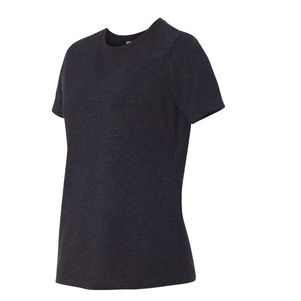 Bella + Canvas Women’s Relaxed Fit Triblend Tee, Charcoal Black Triblend, Left Sleeve view
