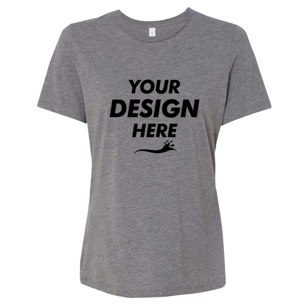 Bella + Canvas Women’s Relaxed Fit Triblend Tee, Grey Triblend, Front view, Mockup