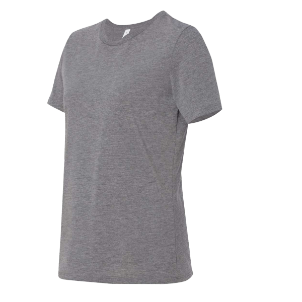Bella + Canvas Women’s Relaxed Fit Triblend Tee, Grey Triblend, Left Sleeve view