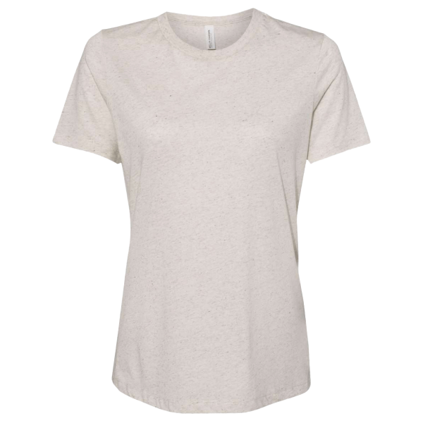 Bella + Canvas Women’s Relaxed Fit Triblend Tee, Oatmeal Triblend, Front view