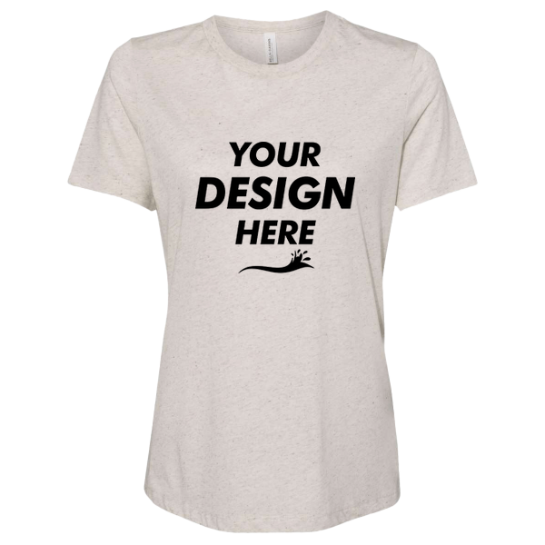 Bella + Canvas Women’s Relaxed Fit Triblend Tee, Oatmeal Triblend, Front view, Mockup
