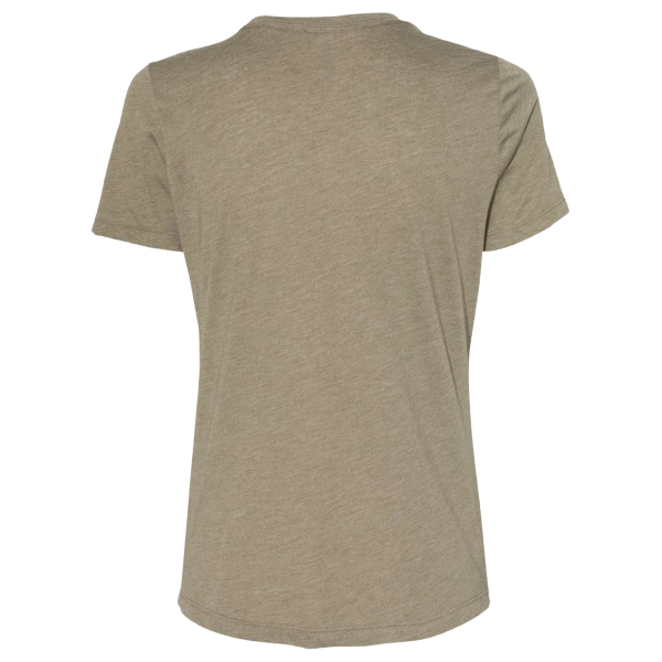 Bella + Canvas Women’s Relaxed Fit Triblend Tee, Olive Triblend, Back view
