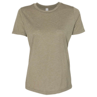 Bella + Canvas Women’s Relaxed Fit Triblend Tee, Olive Triblend, Front view
