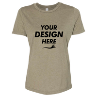 Bella + Canvas Women’s Relaxed Fit Triblend Tee, Olive Triblend, Front view, Mockup