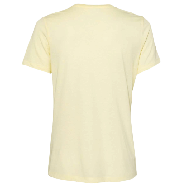 Bella + Canvas Women’s Relaxed Fit Triblend Tee, Pale Yellow Triblend, Back view