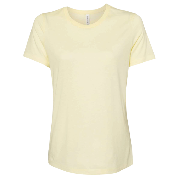 Bella + Canvas Women’s Relaxed Fit Triblend Tee, Pale Yellow Triblend, Front view