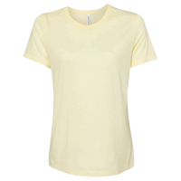 Bella + Canvas Women’s Relaxed Fit Triblend Tee, Pale Yellow Triblend, Front view