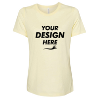 Bella + Canvas Women’s Relaxed Fit Triblend Tee, Pale Yellow Triblend, Front view, Mockup