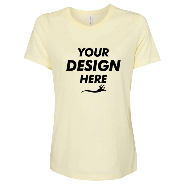 Bella + Canvas Women’s Relaxed Fit Triblend Tee, Pale Yellow Triblend, Front view, Mockup