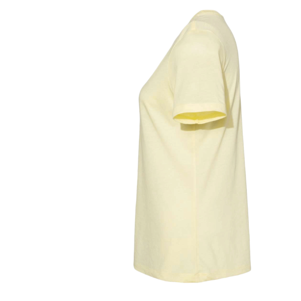 Bella + Canvas Women’s Relaxed Fit Triblend Tee, Pale Yellow Triblend, Left Sleeve view