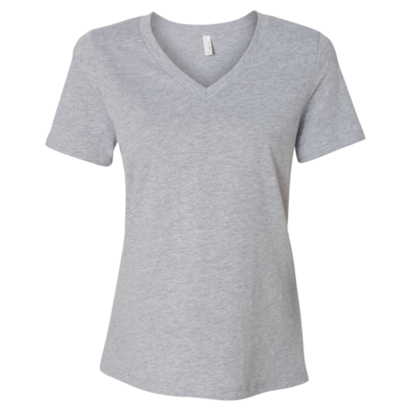 Bella + Canvas Women's Relaxed Heather CVC V-Neck Tee, Athletic Heather, Front view