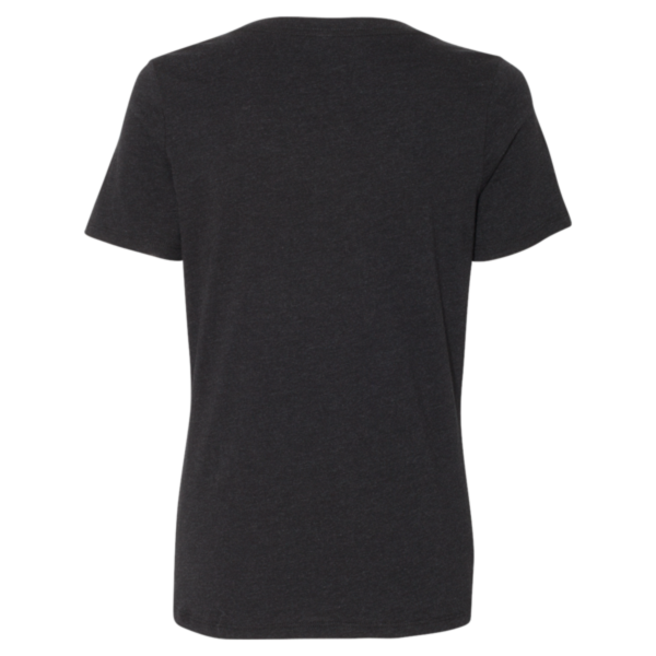Bella + Canvas Women's Relaxed Heather CVC V-Neck Tee, Black Heather, Back view