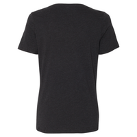Bella + Canvas Women's Relaxed Heather CVC V-Neck Tee, Black Heather, Back view