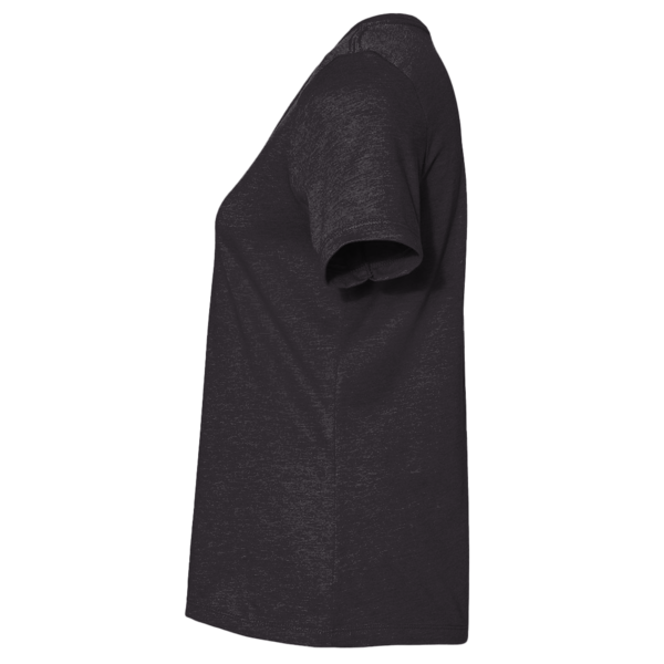 Bella + Canvas Women's Relaxed Heather CVC V-Neck Tee, Black Heather, Left Sleeve view