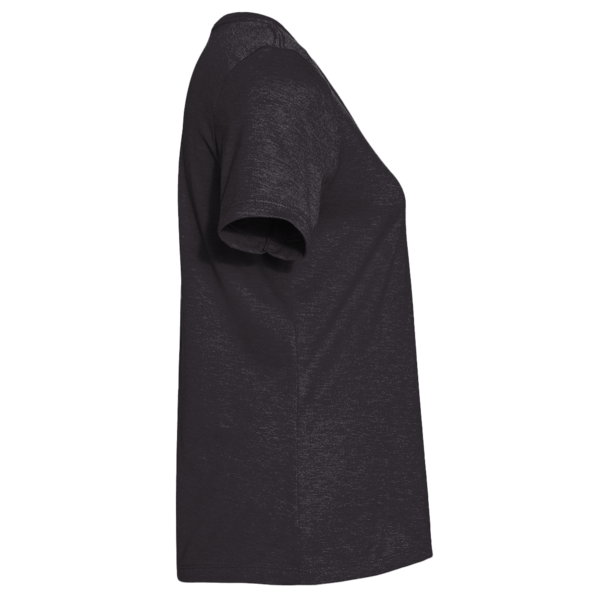 Bella + Canvas Women's Relaxed Heather CVC V-Neck Tee, Black Heather, Right Sleeve view