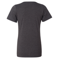 Bella + Canvas Women's Relaxed Heather CVC V-Neck Tee, Dark Grey Heather, Back view