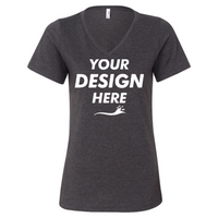 Bella + Canvas Women's Relaxed Heather CVC V-Neck Tee, Dark Grey Heather, Front view, Mockup