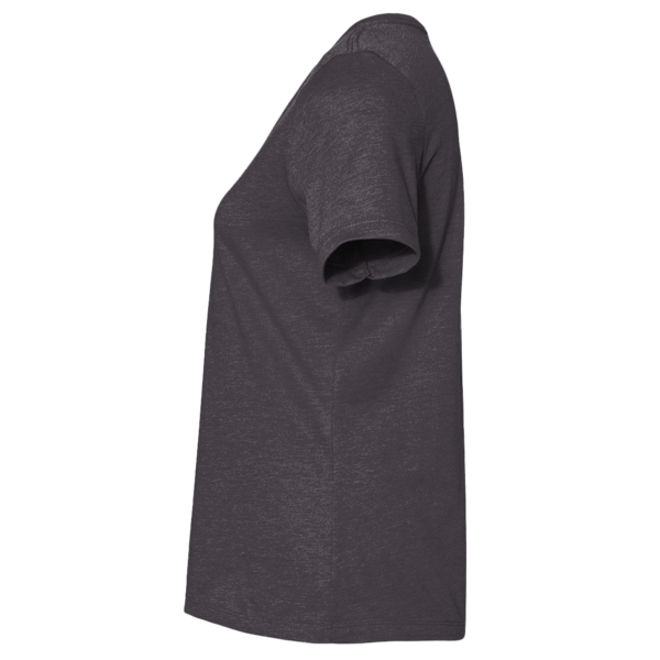 Bella + Canvas Women's Relaxed Heather CVC V-Neck Tee, Dark Grey Heather, Left Sleeve view