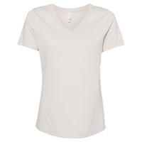 Bella + Canvas Women's Relaxed Heather CVC V-Neck Tee, Heather Dust, Front view
