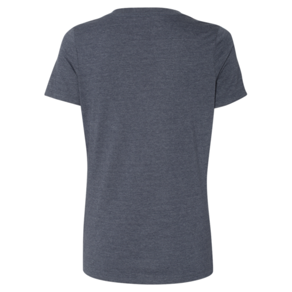 Bella + Canvas Women's Relaxed Heather CVC V-Neck Tee, Heather Navy, Back view