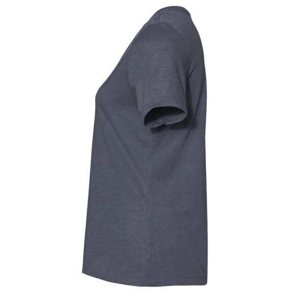 Bella + Canvas Women's Relaxed Heather CVC V-Neck Tee, Heather Navy, Left Sleeve view