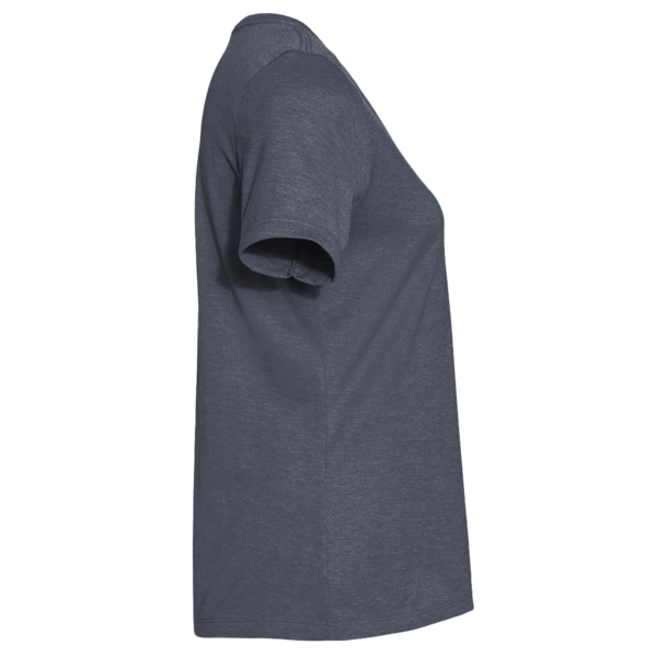 Bella + Canvas Women's Relaxed Heather CVC V-Neck Tee, Heather Navy, Right Sleeve view
