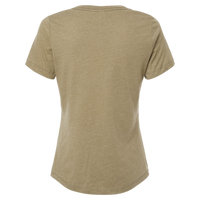 Bella + Canvas Women's Relaxed Heather CVC V-Neck Tee, Heather Olive, Back view