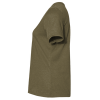 Bella + Canvas Women's Relaxed Heather CVC V-Neck Tee, Heather Olive, Left Sleeve view