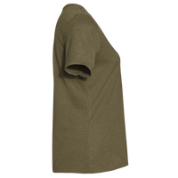 Bella + Canvas Women's Relaxed Heather CVC V-Neck Tee, Heather Olive, Right Sleeve view