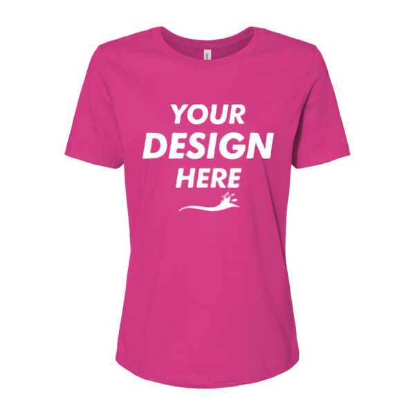 Bella + Canvas Women’s Relaxed Jersey Tee, Berry, Front view, Mockup