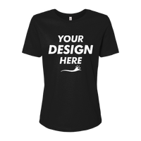 Bella + Canvas Women’s Relaxed Jersey Tee, Black, Front view, Mockup