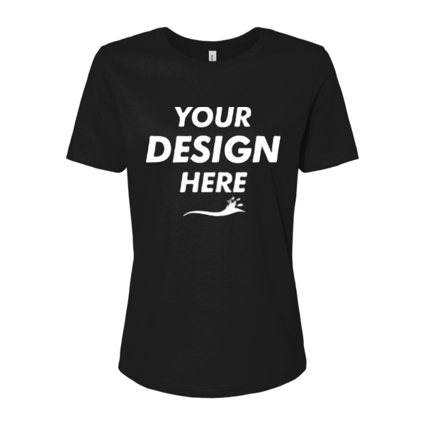 Bella + Canvas Women’s Relaxed Jersey Tee, Black, Front view, Mockup