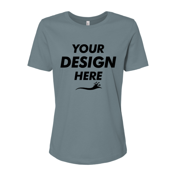 Bella + Canvas Women’s Relaxed Jersey Tee, Blue Storm, Front view, Mockup