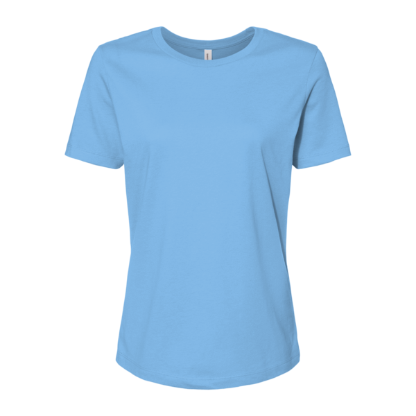 Bella + Canvas Women’s Relaxed Jersey Tee, Carolina Blue, Front view