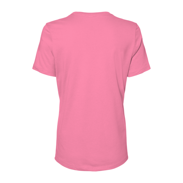 Bella + Canvas Women’s Relaxed Jersey Tee, Charity Pink, Back view