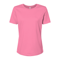 Bella + Canvas Women’s Relaxed Jersey Tee, Charity Pink, Front view