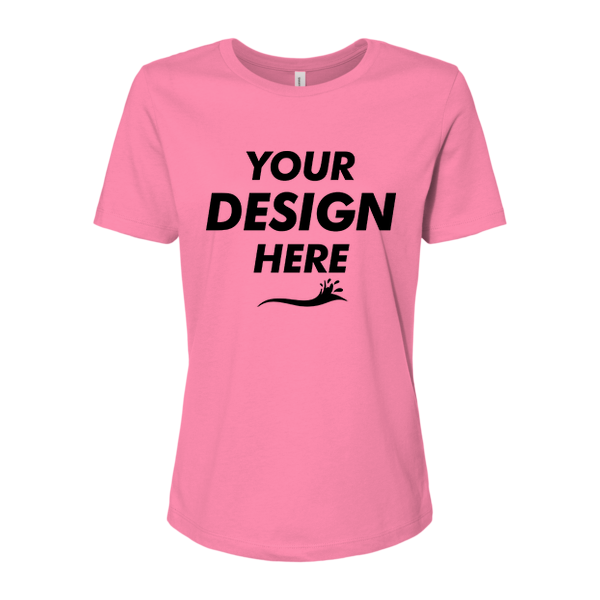Bella + Canvas Women’s Relaxed Jersey Tee, Charity Pink, Front view, Mockup