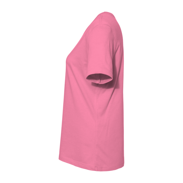 Bella + Canvas Women’s Relaxed Jersey Tee, Charity Pink, Left Sleeve view
