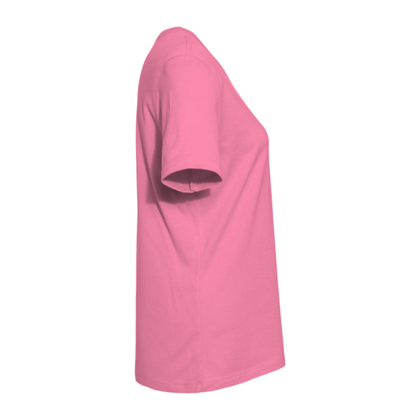 Bella + Canvas Women’s Relaxed Jersey Tee, Charity Pink, Right Sleeve view