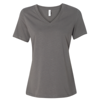 Bella + Canvas Women’s Relaxed Jersey V-Neck Tee, Asphalt, Front view